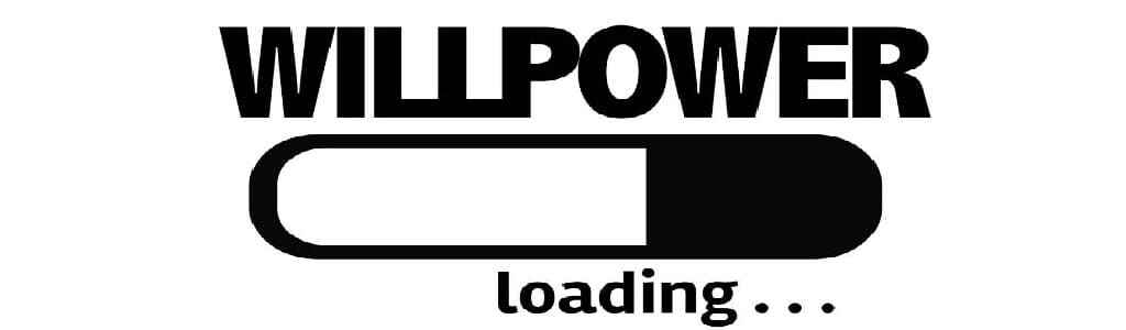 The word "willpower" displayed in large letters with a loading icon beneath it, symbolizing the process of building resilience and mastering self-discipline through celestial intervention.